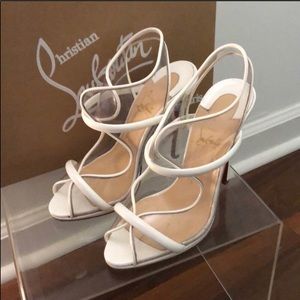 Christian louboutin white aqua Ronda Sz 38